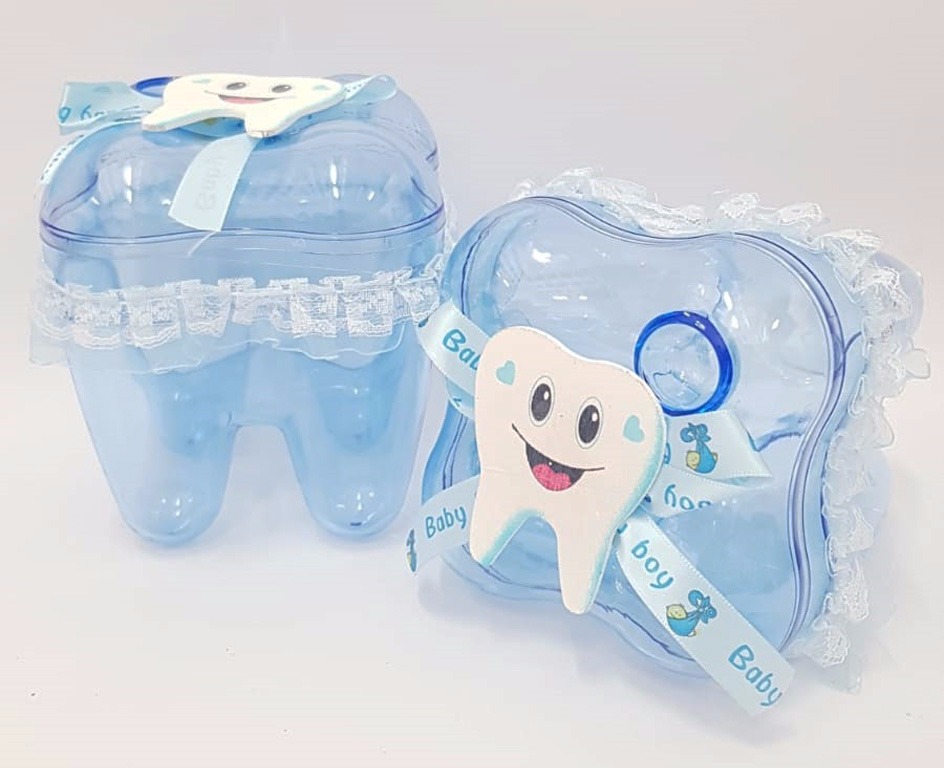 קופסת שן פלסטיק בינונית  צבע כחול