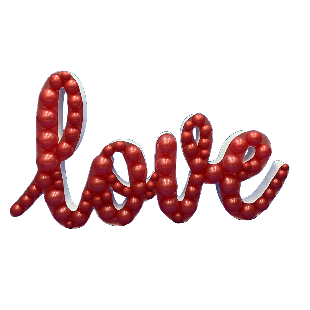 תבנית לבלונים בצורת המילה LOVE